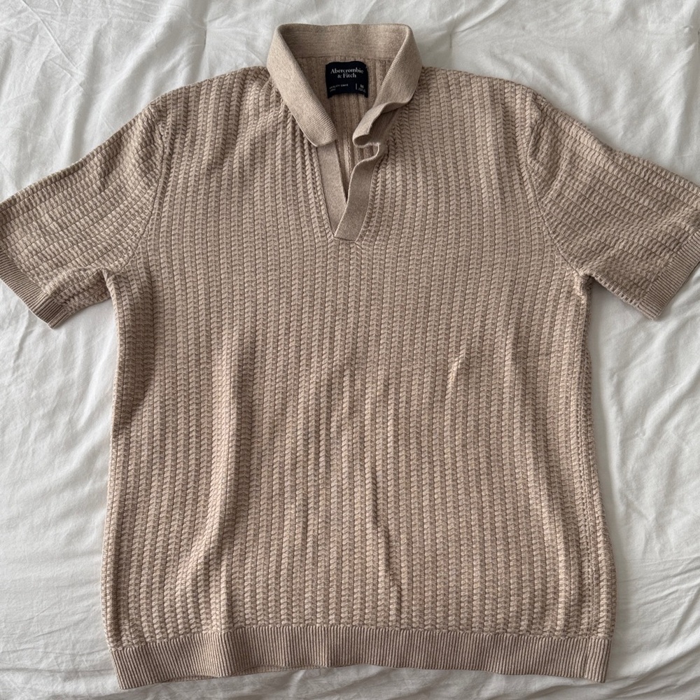 Abercrombie & Fitch Textured Tan Polo Shirt